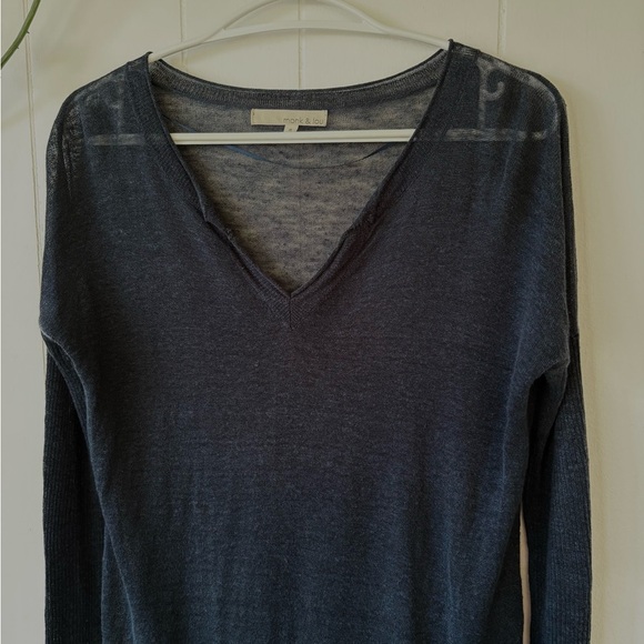 Monk and Lou Navy Long Sleeve Fitted Tunic Top | Size Medium - Picture 4 of 5